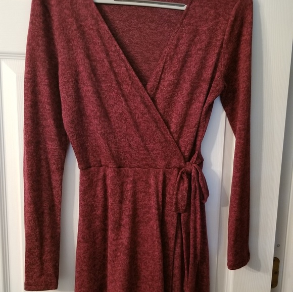 Burgundy Wrap Dress - Picture 2 of 2